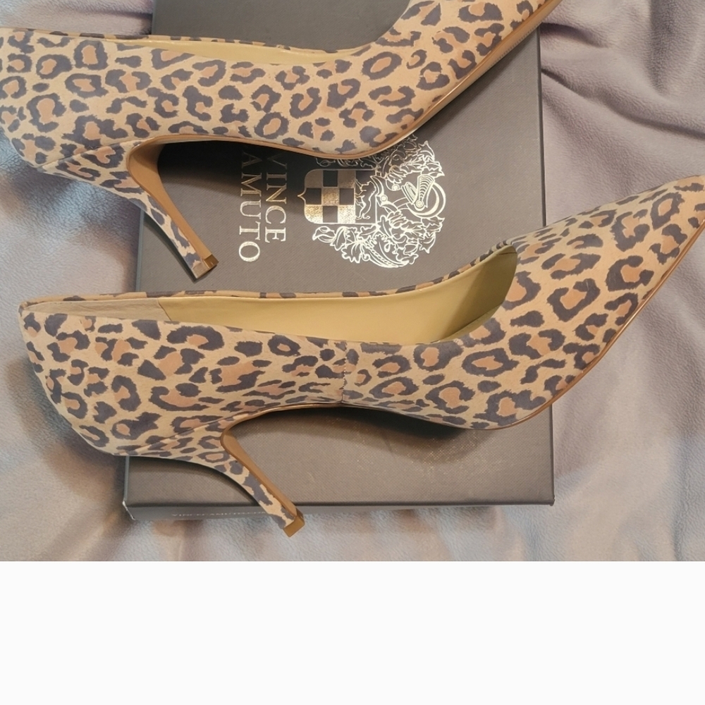 Vince Camuto Tan and Black Animal Print Heels